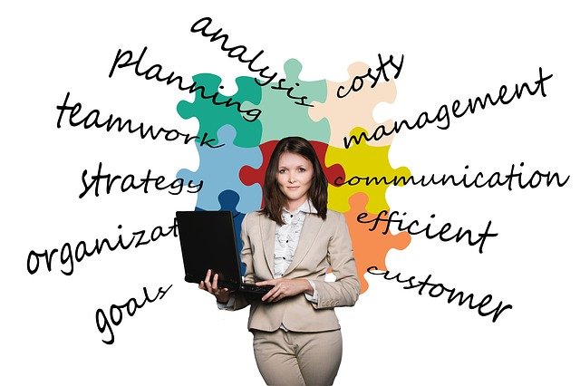 Image of Woman Professional Coach with Laptop and Ideas displayed in text - Field 1 Post Digital Marketing