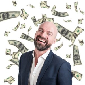 happy man with money.